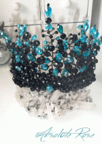 Дизайнерска корона с кристали Сваровски в черно и тюркоаз Absolute Turquoise